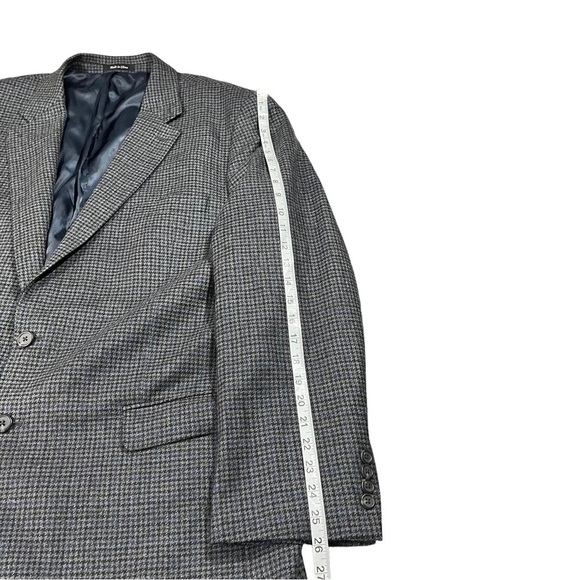 Ralph Lauren Chaps Grey Red Melange Houndstooth 2 Button Suit Jacket Sz 48L Wool - Picture 13 of 16